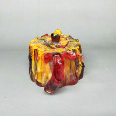 Ювелирные камни 老蜜蜡 民国老花珀茶壶摆件 招财进宝精美老琥珀酒壶 古董老货