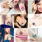 Комплект, водонепроницаемые тату наклейки, свежая наклейка с розой в составе, долговременный эффект, в цветочек