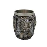 Римская рыцарская смола из нержавеющей стали чашка черепа 3D -шлем с пивным кружкой черепа