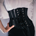 Màu đen ngắn tráng phụ nữ gắn đai băng thông châu Âu và Hoa Kỳ retro bụng hoang dã xu hướng cơ thể hình giảm béo eo mỏng Đai giảm béo