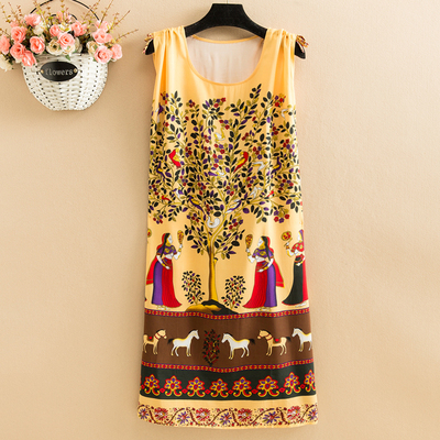 24Fat mm Big size pajamas female summer Nightdress poplin  Medium and long term easy Thin middle age female robe camisole Over the knee vest