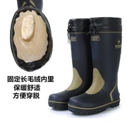 Giày đi mưa bông mùa đông cộng với áo mưa nhung ống cao, giày chống nước dày giày cao su chống thấm nước cỡ lớn