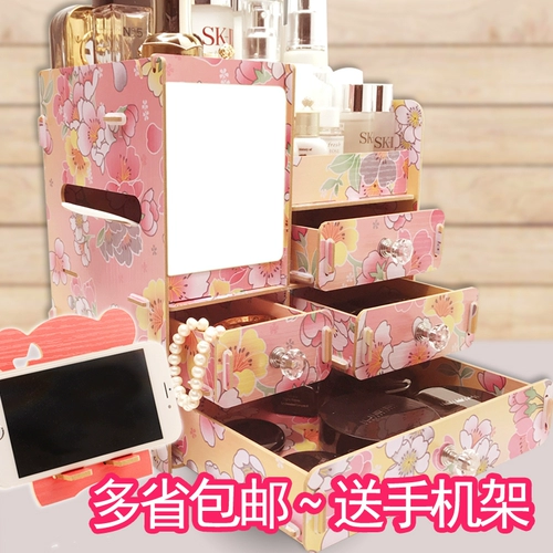 Коробка для хранения для принцессы, настольное зеркало, многослойное деревянное ювелирное украшение