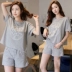 Phụ nữ mùa hè đồ ngủ phụ nữ mùa hè Hàn Quốc bông phim hoạt hình dễ thương quần ngắn tay xl mùa hè dịch vụ nhà phù hợp với áo kiểu nữ Bộ Pajama