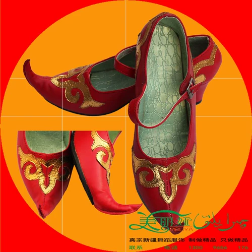 Синьцзян национальная танцевальная обувь женщина чистая ручная ручная танцевальная кожаная туфли в стиле, сцены для обуви