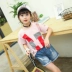 2018 cô gái mùa hè Hàn Quốc trắng denim lỗ quần short bên ngoài mặc bông trẻ em lớn mùa hè thường quần nóng triều