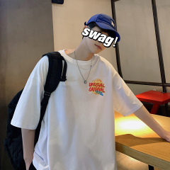 2021 summer fun cartoon print short sleeve t-shirt men's fashion brand ins Harajuku style half sleeve T-shirt