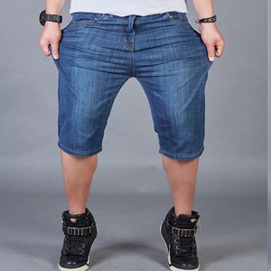 Mùa hè của nam giới quần short chất béo Slim kích thước lớn stretch denim năm quần của nam giới thường phần mỏng quần chất béo nam