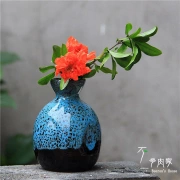 Không có hai nhà | Bình hoa nhỏ làm bằng tay Nhật cắm gốm đơn giản đồ gốm sứ sáng tạo văn hóa nước bình xanh - Vase / Bồn hoa & Kệ