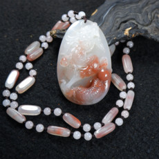 Украшения на шею 天然桂林鸡血石 高冰龙牌 吊坠挂件