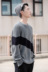 NOTHOMME Nhật Bản Triều thương hiệu Hàn Quốc phiên bản của các loose sọc khâu áo thun áo len nam giới và phụ nữ vài mô hình dark màu xám tươi Cặp đôi áo len