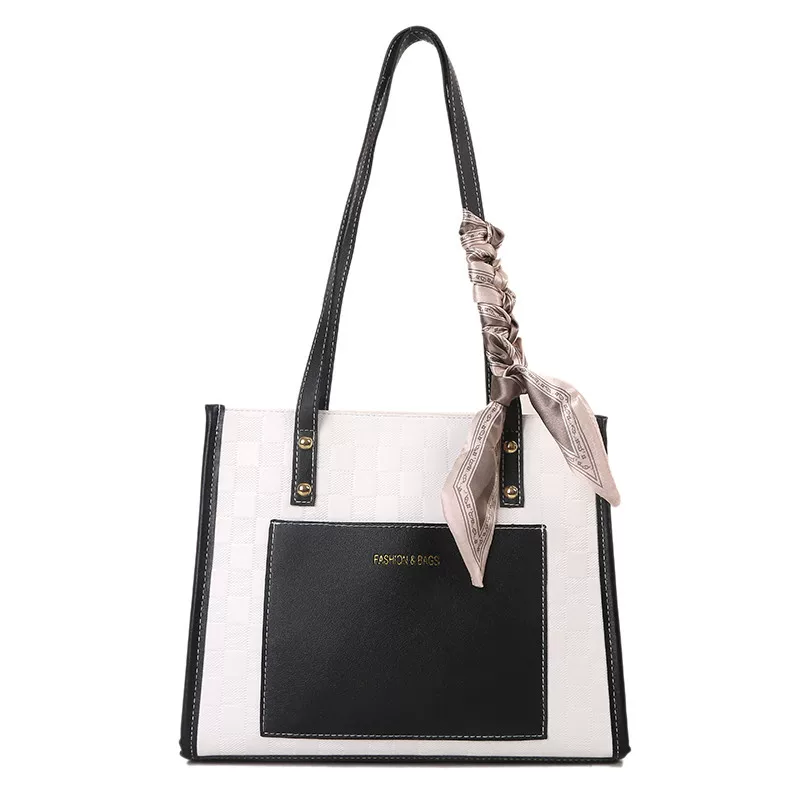 Capacious bag, retro chess, 2022 collection, high-quality style
