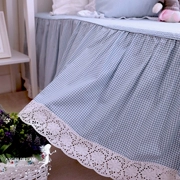 Nhập khẩu Châu Âu và Mỹ Hàn Quốc Mặt trời Hoa Công chúa Xám Kẻ sọc Màu xanh Bông Khăn trải giường Màu tinh khiết Giường đơn giản Giường bông Mới - Váy Petti