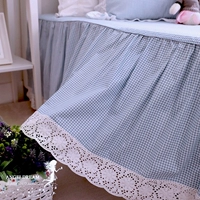 Nhập khẩu Châu Âu và Mỹ Hàn Quốc Mặt trời Hoa Công chúa Xám Kẻ sọc Màu xanh Bông Khăn trải giường Màu tinh khiết Giường đơn giản Giường bông Mới - Váy Petti ga giường có viền