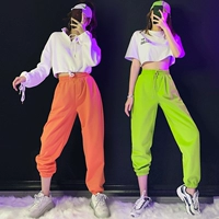 Флуоресцентные штаны в стиле хип-хоп, высокая талия