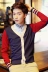 Áo len len nam mùa xuân phiên bản Hàn Quốc của xu hướng phối màu cá tính trẻ trung quần áo len nam áo len cổ chữ V - Cardigan