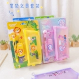 Мультяшные канцтовары, комплект, шариковая ручка, корсет на тазовое кольцо, обучающий детский пенал, шесть цветов, подарок на день рождения