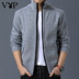 Playboy VIP Mùa Xuân và Mùa Thu Nam của Nam Giới Đứng Cổ Áo Cardigan Knit Cardigan Áo Len Áo Khoác Áo len