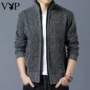 Playboy VIP Mùa Xuân và Mùa Thu Nam của Nam Giới Đứng Cổ Áo Cardigan Knit Cardigan Áo Len Áo Khoác áo thun có cổ