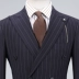 IsirHonour Anh retro sọc xanh hải quân sọc dọc Bộ đồ đôi ngực 戗 cổ áo phù hợp với nam - Suit phù hợp áo nam Suit phù hợp