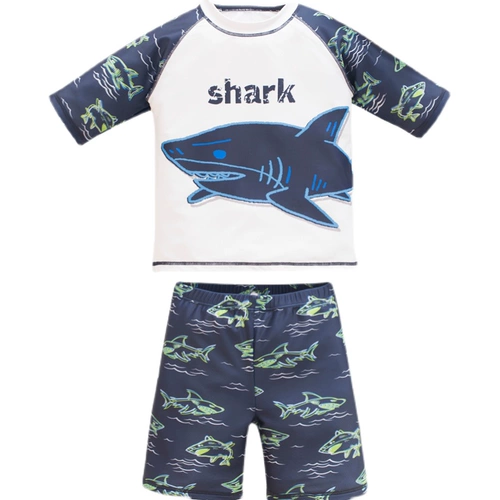 Детские штаны для школьников для плавания, быстросохнущий купальник для мальчиков, короткий рукав, подходит для подростков