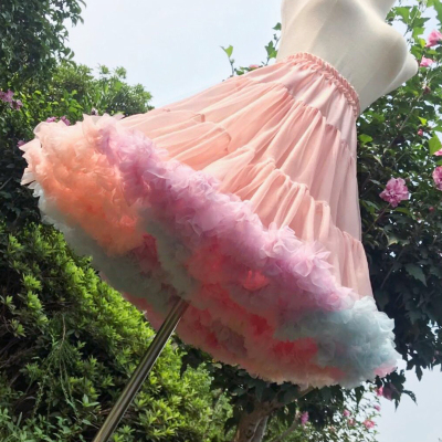 taobao agent Skirt lolita Flower Field Rainbow Rainbow Clouds Lolo Tower Skirt Super Popular Violent Soft Soft Skin Bone Bone Line Skirt