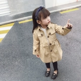 Плащ, длинная детская весенняя куртка для девочек, средней длины, в западном стиле, в британском стиле
