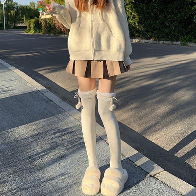 taobao agent Japanese fleece keep warm cute velvet socks, high boots, fitted, Lolita style