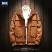 Mùa đông giản dị áo khoác cotton dày ngắn cộng với áo khoác cotton rộng béo béo béo phiên bản Hàn Quốc của xu hướng quần áo nam