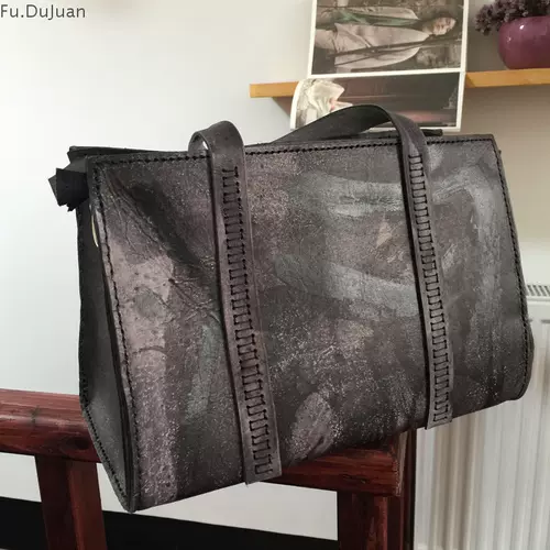 Ручная головка слоя ковхики сумочка багажная сумка fu.dujuan Оригинальный дизайнерский литературный литературный инсульта