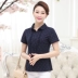 Áo sơ mi nữ trung niên mùa hè cotton ngắn tay 40-50 tuổi thời trang mẹ tải 2019 áo thun cotton mới - Quần áo của mẹ áo cho mẹ Quần áo của mẹ