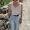 Quần lửng nữ mùa hè 2019 đơn giản, áo cổ lọ dệt kim cổ chữ V mặc áo phông đáy xs - Áo ba lỗ