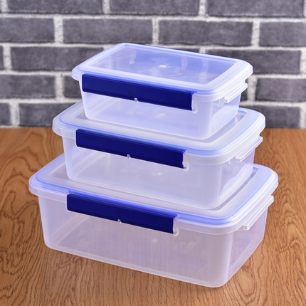 包邮带扣透明塑料长方形特大号保鲜盒冰箱收纳微波炉密封食品盒