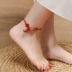 Hoàn toàn là đồ trang sức bằng gỗ gụ dây đỏ vòng chân nữ chân trần phụ kiện chuỗi cổ tay bầu dây dệt mã não đỏ mùa hè Vòng chân