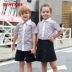 Quần áo mẫu giáo mùa hè Quần áo kiểu Anh mùa hè cotton ngắn tay phù hợp với trẻ em tốt nghiệp quần áo đồng phục tiểu học - Đồng phục trường học / tùy chỉnh thực hiện