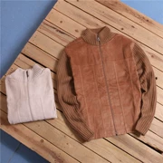 Châu Âu và Hoa Kỳ retro đan tay áo ngắn nhung kẻ sọc mùa thu mỏng áo khoác ngắn L12-Y858 nam và nữ trung tính