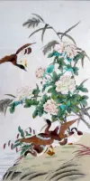 TH4 Китайская живопись Гонгби Цветок и птицы Фуронг Королевская картина четыре фута 68x130 см. Традиционная тема живопись сердце