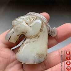 Нефрит 老玉古玩玉石马头生肖马小手把件小摆件清仓包邮08