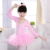 Quần áo khiêu vũ cho bé gái Hàn Quốc phồng váy phồng váy ren trang phục dài tay - Trang phục