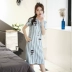 Bộ đồ ngủ nữ cotton mùa hè tay ngắn Hàn Quốc tươi mát và dễ thương Bộ đồ ngủ dễ thương cộng với chất béo XL dịch vụ tại nhà - Đêm đầm