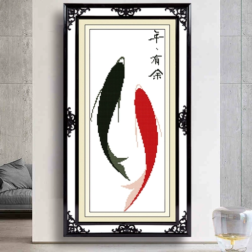 Cross -Stitch 11 -Myear Store Store имеет рыбу Futu 2023 Новая вышитая гостиная, вышитая в новую линию, вышитую ручной работы и новичок Simple Figure