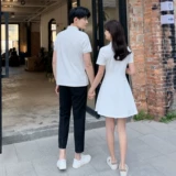 Летняя парная одежда для влюбленных, трендовая белая футболка с коротким рукавом, юбка