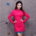 Mùa xuân và mùa thu mới Gió quốc gia Phụ nữ Cổ điển Trung Quốc Slim Cổ áo dài tay áo cơ sở Khóa áo sơ mi nữ - Áo phông