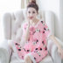 Cotton lụa nightdress nữ mùa hè ngắn tay rayon mùa hè phần mỏng trung niên bông nhà thường mặc XL vay cotton Đêm đầm