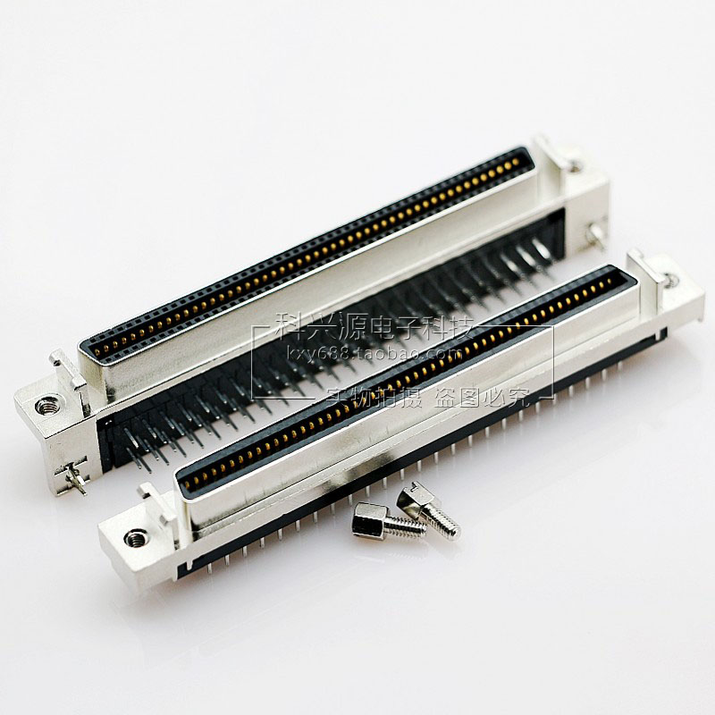 Đầu nối ổ cắm SCSI SCSI-100P Uốn cong Nữ Loại rãnh Uốn cong 90 độ Chân cong Kim Loại CN Chèn thẳng Ổ cắm nữ