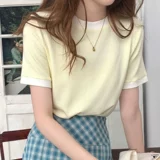 Синяя сексуальная футболка, короткий рукав, коллекция 2023, в корейском стиле