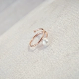 Японское регулируемое золотое кольцо из жемчуга, легкий роскошный стиль, популярно в интернете, розовое золото, не выцветает, на указательный палец