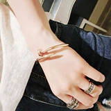 Золотой браслет, аксессуар, в корейском стиле, не выцветает, 18 карат, розовое золото, японские и корейские, простой и элегантный дизайн, для влюбленных