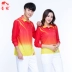 Bộ đồ thể thao nam và nữ Jiamusi Square Dance Jinguan Xuân Thu Thu mới Thu lớn màu đỏ dài tay áo thun trắng - Thể thao sau Thể thao sau