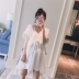 Thai sản mặc 2018 mùa hè mới của Hàn Quốc thời trang V-Cổ webbing đàn hồi lỏng Một phiên bản búp bê áo sơ mi phụ nữ mang thai ăn mặc
